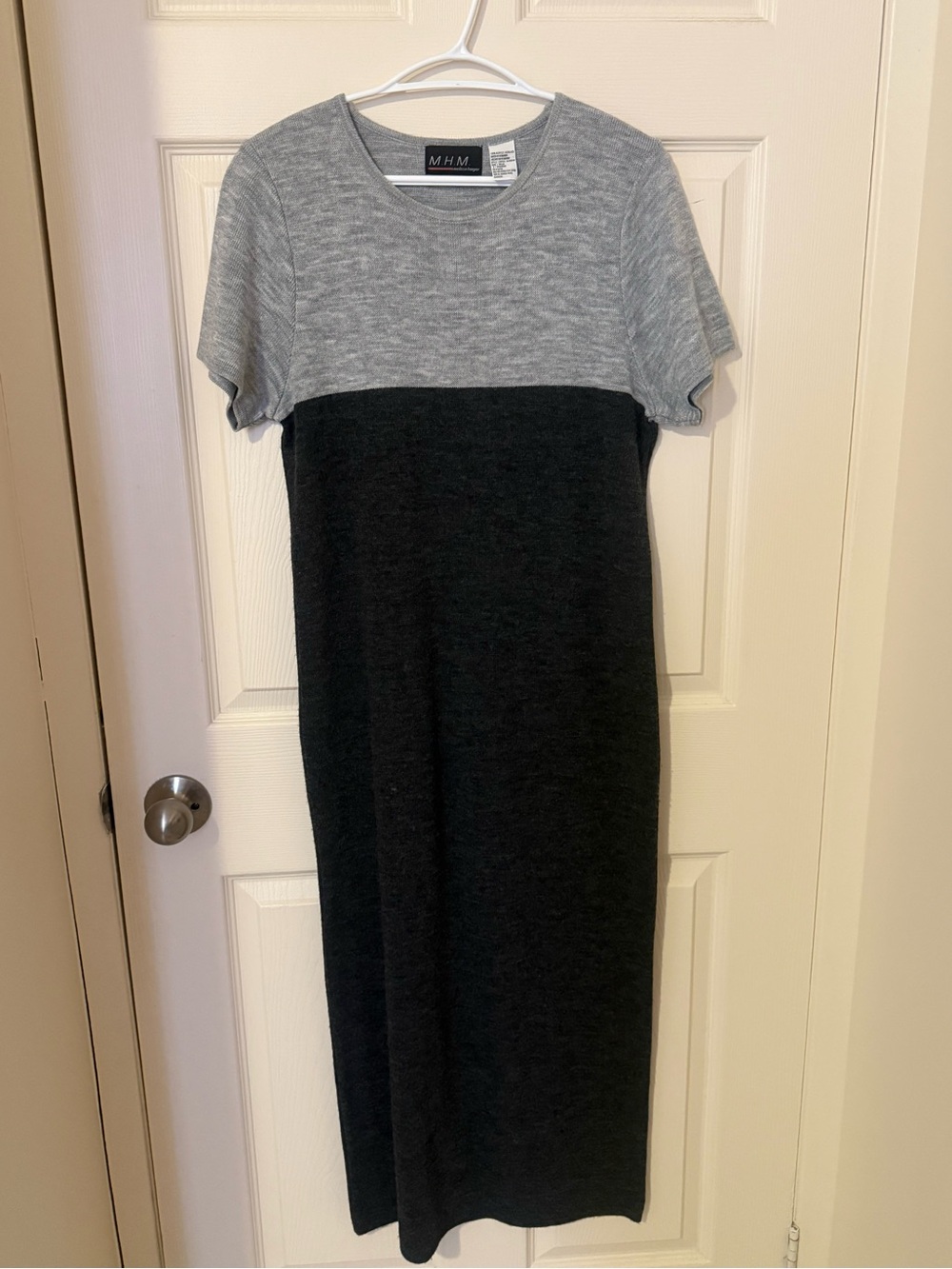 VINTAGE MHM(Melissa Harper) short-sleeve colorblock knit sweater dress